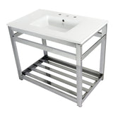 Quadras VWP3722W8A1 37-Inch Ceramic Console Sink Set, White/Polished Chrome