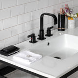 Quadras VWP3722W8B0 37-Inch Ceramic Console Sink Set, White/Matte Black