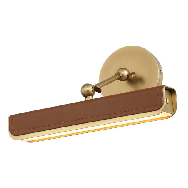 Alora PL307912VBCL VALISE PICTURE LIGHT LED VINTAGE BRASS COGNAC LEATHER