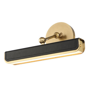 Alora PL307912VBTL VALISE PICTURE LIGHT LED VINTAGE BRASS TUXEDO LEATHER