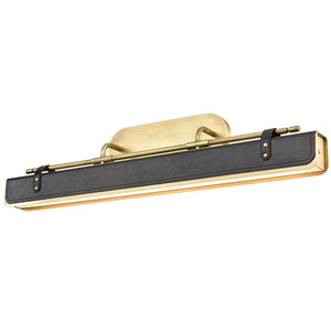 Alora WV307931VBTL VALISE WALL VANITY LED VINTAGE BRASS TUXEDO LEATHER