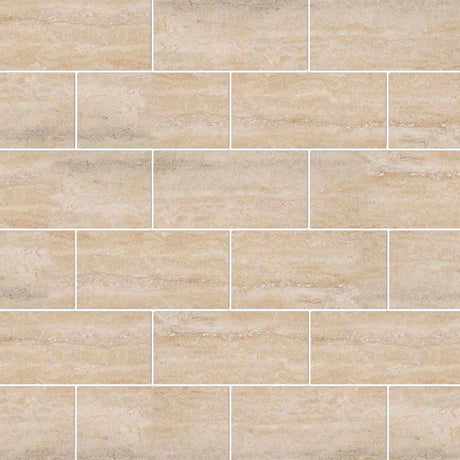 Veneto Sand 12"x12" Polished Porcelain Mesh-Mounted Mosaic Tile room shot angle view