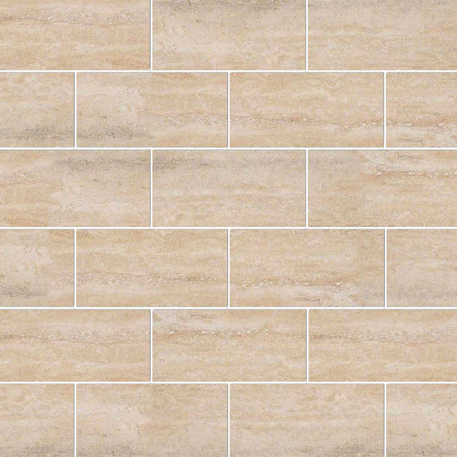 Veneto Sand 12"x12" Polished Porcelain Mesh-Mounted Mosaic Tile room shot angle view