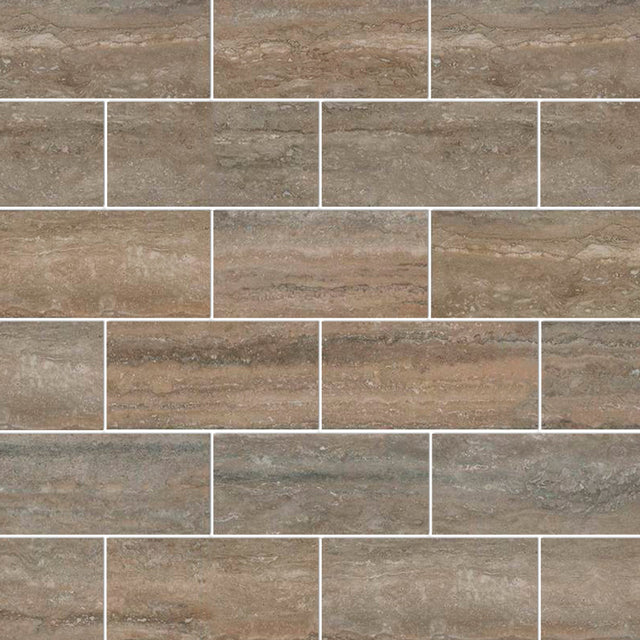 Veneto Noce 12"x12" Polished Porcelain Mesh-Mounted Mosaic Tile room shot kitchen view