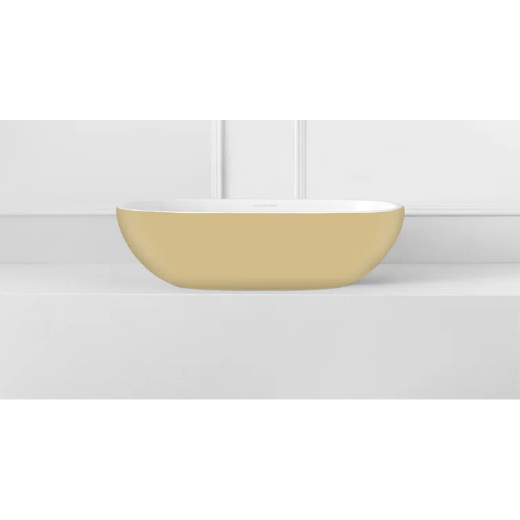 Victoria + Albert Barcelona 13.625'' Matte White/Matte Beige Volcanic Limestone Oval Bathroom Sink (Showroom Display for Sale)