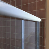 DreamLine Visions 34 in. D x 60 in. W x 74 3/4 in. H Sliding Shower Door in Chrome with Center Drain White Shower Base