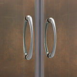 DreamLine Visions 36 in. D x 60 in. W x 74 3/4 in. H Sliding Shower Door in Chrome with Center Drain Biscuit Shower Base