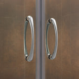 DreamLine Visions 32 in. D x 60 in. W x 76 3/4 in. H Sliding Shower Door in Chrome with Right Drain White Base, Wall Kit