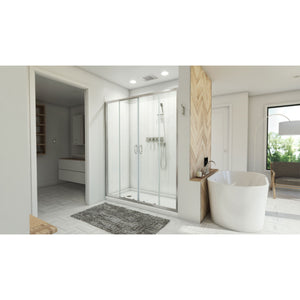 DreamLine Visions 32 in. D x 60 in. W x 78 3/4 in. H Sliding Shower Door, Base, and White Wall Kit in Brushed Nickel