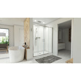 DreamLine Visions 34 in. D x 60 in. W x 78 3/4 in. H Sliding Shower Door, Base, and White Wall Kit in Brushed Nickel