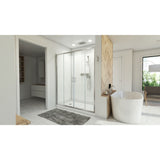 DreamLine Visions 34 in. D x 60 in. W x 78 3/4 in. H Sliding Shower Door, Base, and White Wall Kit in Brushed Nickel