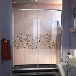 DreamLine Visions 36 in. D x 60 in. W x 74 3/4 in. H Sliding Shower Door in Chrome with Left Drain Black Shower Base
