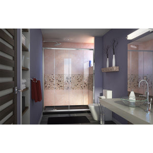 DreamLine Visions 36 in. D x 60 in. W x 74 3/4 in. H Sliding Shower Door in Chrome with Left Drain Black Shower Base