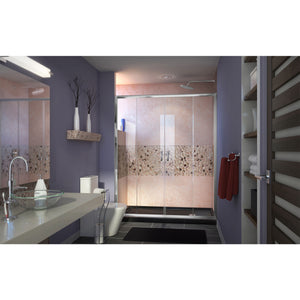 DreamLine Visions 30 in. D x 60 in. W x 74 3/4 in. H Sliding Shower Door in Chrome with Right Drain Black Shower Base