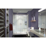 DreamLine Visions 32 in. D x 60 in. W x 76 3/4 in. H Sliding Shower Door in Brushed Nickel with Left Drain White Base, Wall Kit