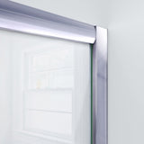 DreamLine Visions 34 in. D x 60 in. W x 74 3/4 in. H Sliding Shower Door in Chrome with Left Drain White Shower Base