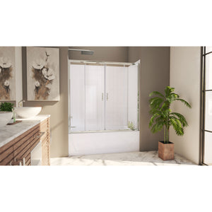 DreamLine Visions 56-60 in. W x 60 in. H Sliding Tub Door and White Wall Kit in Chrome