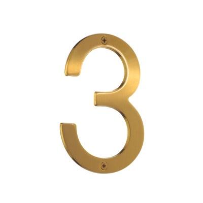 Smedbo Villa House Number 3 in Brushed Brass