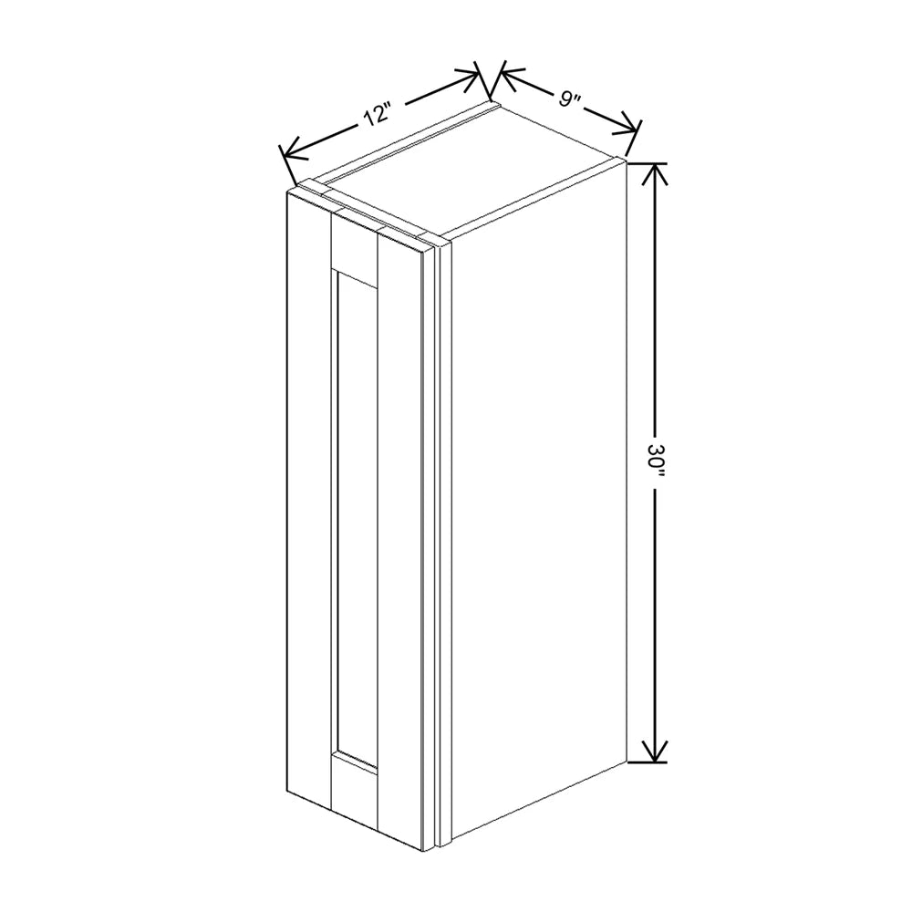 Charcoal 9" Wide × 30" High Wall Cabinet - J&K Cabinetry