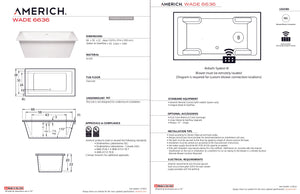 Americh WA6636T-WH Wade 6636 - Tub Only - White