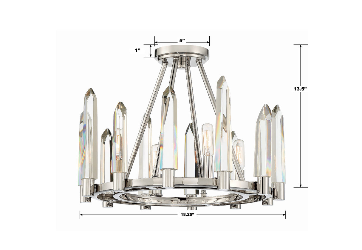 Watson 4 Light Polished Nickel Semi Flush Mount WAT-B2004-PN