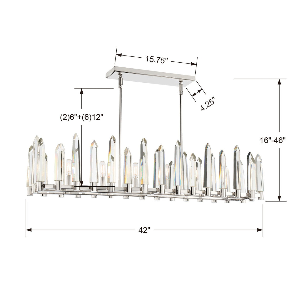 Watson 6 Light Polished Nickel Linear Chandelier WAT-B2006-PN