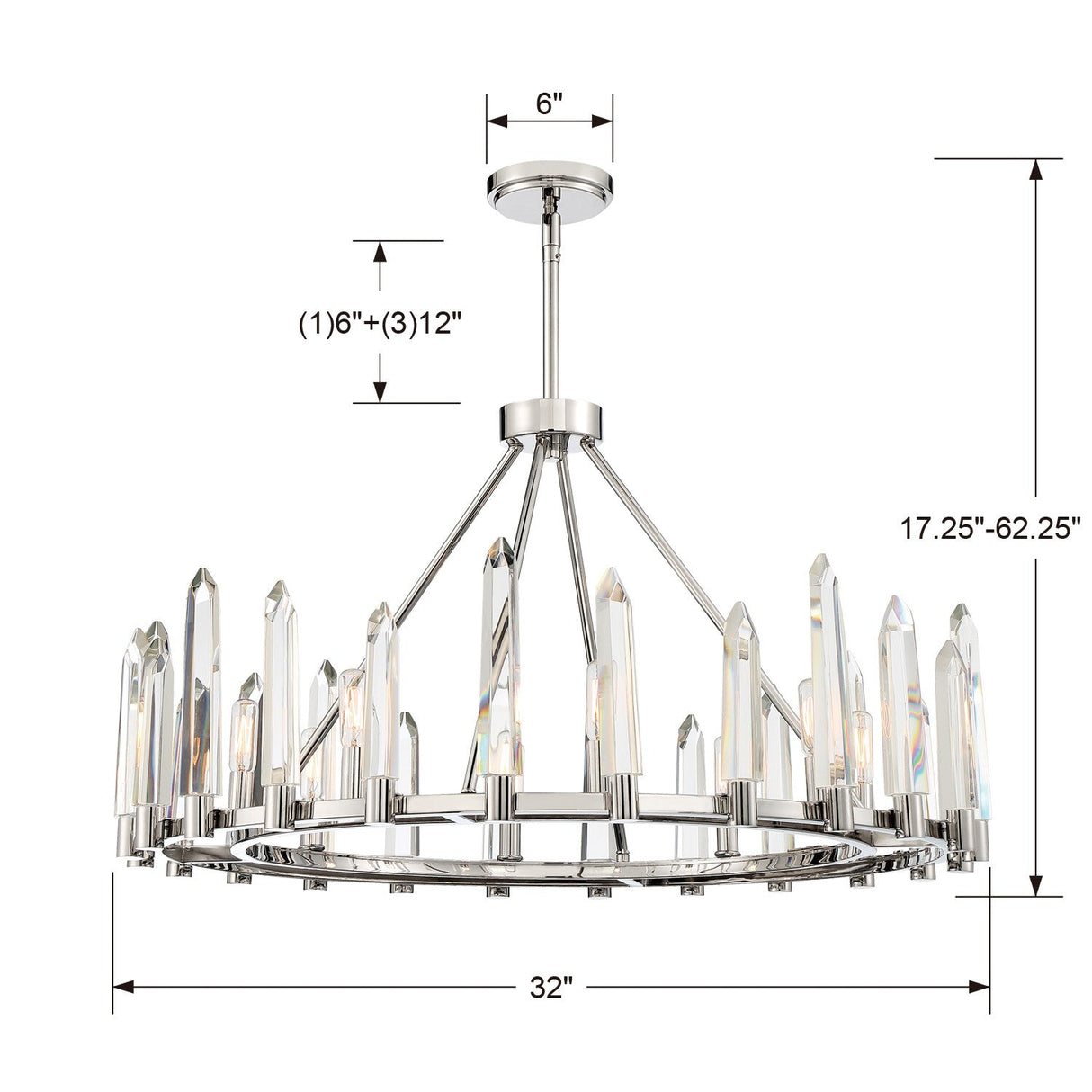 Watson 8 Light Polished Nickel Chandelier WAT-B2008-PN