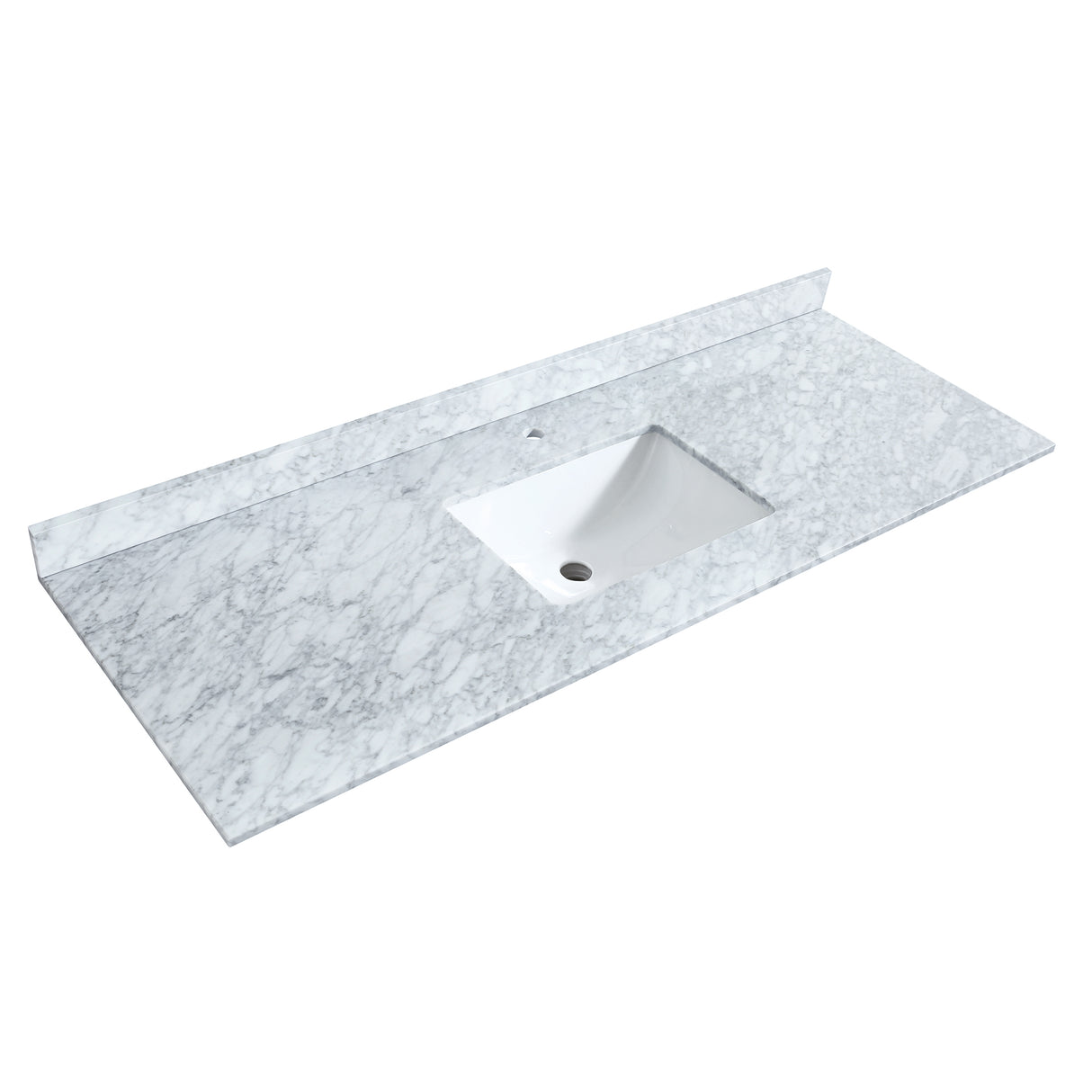 Icon 60 Inch Single Bathroom Vanity in White White Carrara Marble Countertop Undermount Square Sink Matte Black Trim 58 Inch Mirror