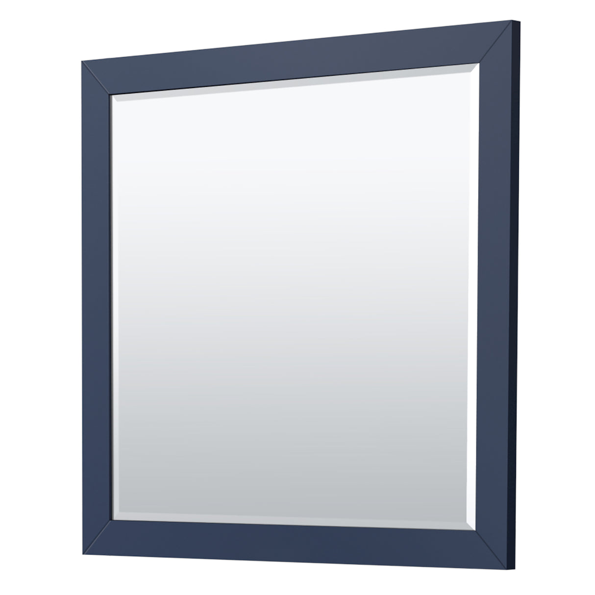 Icon 42 Inch Single Bathroom Vanity in Dark Blue White Cultured Marble Countertop Undermount Square Sink Brushed Nickel Trim 34 Inch Mirror