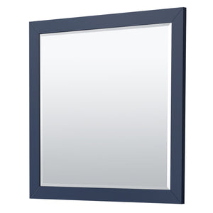 Icon 42 Inch Single Bathroom Vanity in Dark Blue White Cultured Marble Countertop Undermount Square Sink Brushed Nickel Trim 34 Inch Mirror