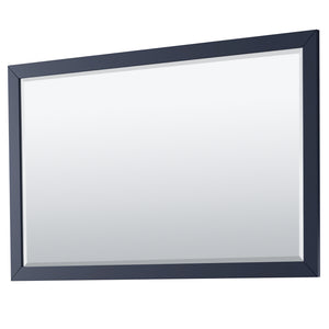 Icon 66 Inch Double Bathroom Vanity in Dark Blue White Cultured Marble Countertop Undermount Square Sinks Brushed Nickel Trim 58 Inch Mirror