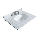 Sheffield 30 Inch Single Bathroom Vanity in Dark Gray White Carrara Marble Countertop Undermount Oval Sink and No Mirror