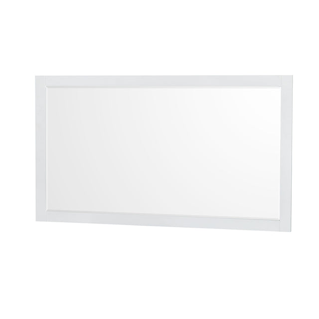Sheffield 60 Inch Single Bathroom Vanity in White White Cultured Marble Countertop Undermount Square Sink 58 Inch Mirror