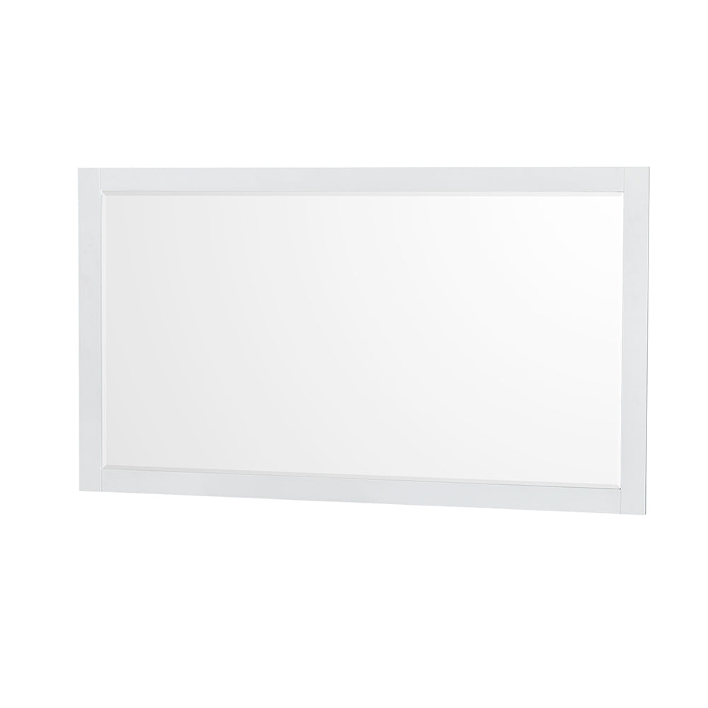 Sheffield 60 Inch Double Bathroom Vanity in White White Cultured Marble Countertop Undermount Square Sinks 58 Inch Mirror