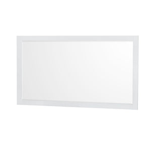 Sheffield 60 Inch Double Bathroom Vanity in White White Cultured Marble Countertop Undermount Square Sinks 58 Inch Mirror