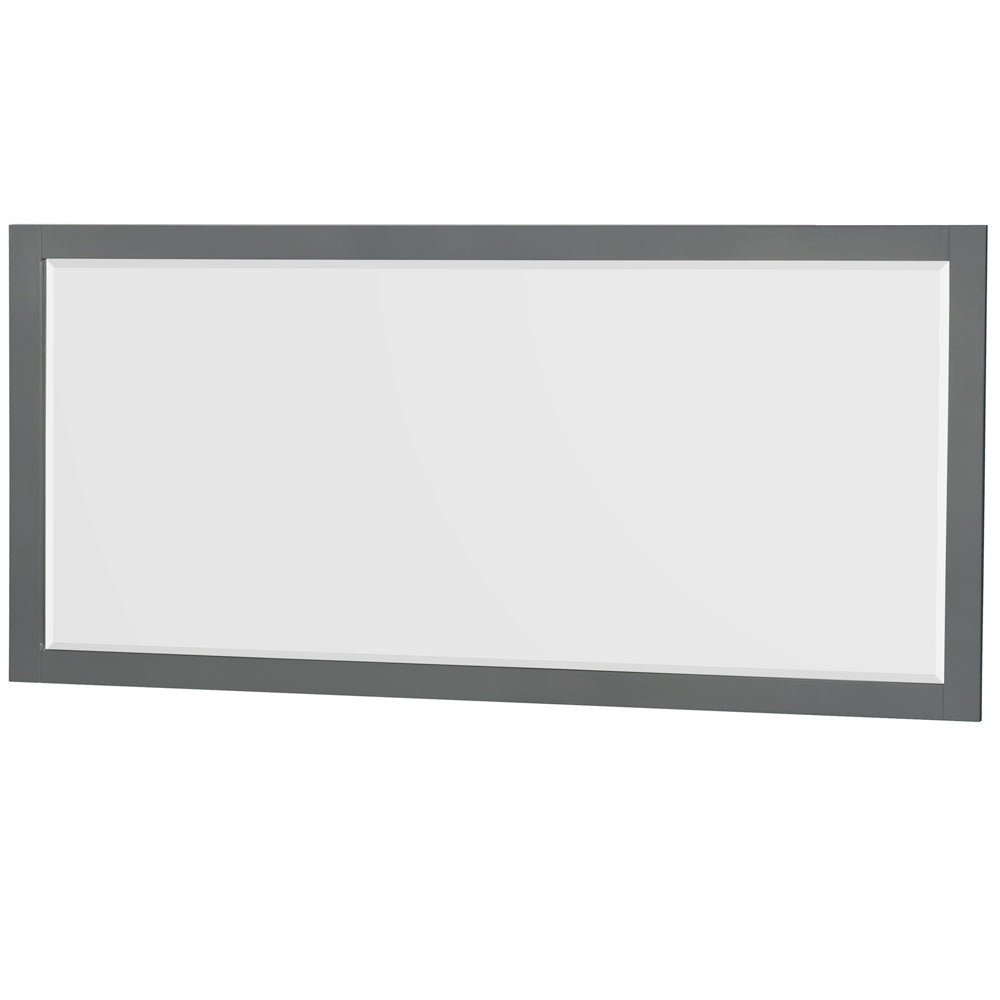 Sheffield 72 Inch Double Bathroom Vanity in Dark Gray White Cultured Marble Countertop Undermount Square Sinks 70 Inch Mirror