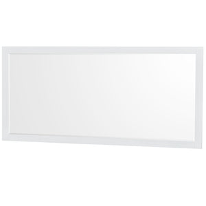Sheffield 80 Inch Double Bathroom Vanity in White White Cultured Marble Countertop Undermount Square Sinks 70 Inch Mirror