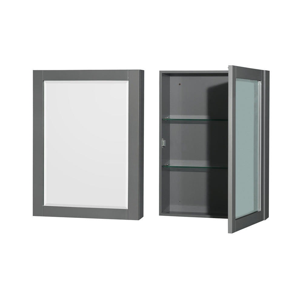 Sheffield 30 Inch Single Bathroom Vanity in Dark Gray White Cultured Marble Countertop Undermount Square Sink Medicine Cabinet