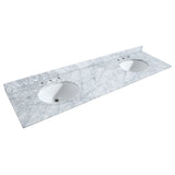 Deborah 80 Inch Double Bathroom Vanity in White White Carrara Marble Countertop Undermount Oval Sinks Brushed Gold Trim 24 Inch Mirrors