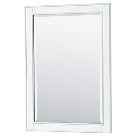 Deborah 30 Inch Single Bathroom Vanity in White No Countertop No Sink Matte Black Trim 24 Inch Mirror