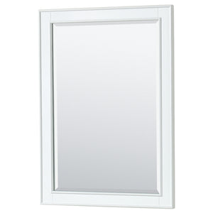 Deborah 36 Inch Single Bathroom Vanity in White No Countertop No Sink Brushed Gold Trim 24 Inch Mirror