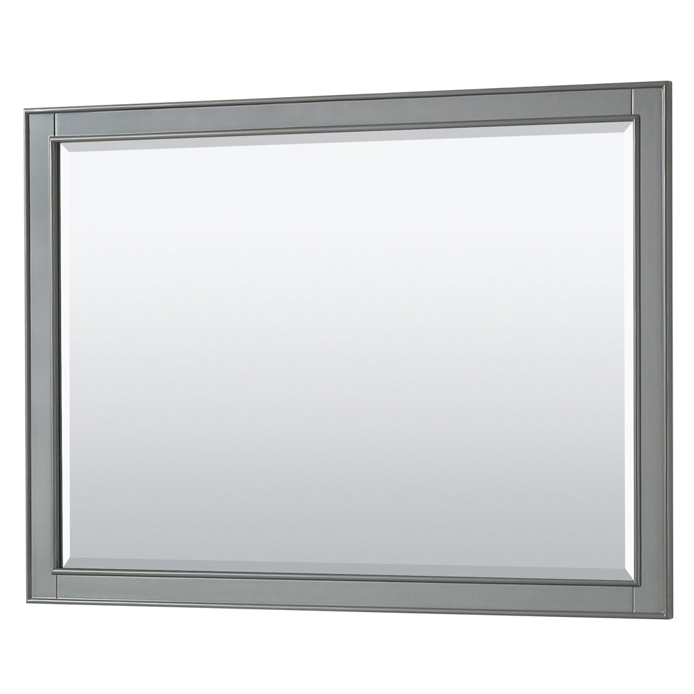 Deborah 48 Inch Single Bathroom Vanity in Dark Gray White Carrara Marble Countertop Undermount Square Sink Matte Black Trim 46 Inch Mirror