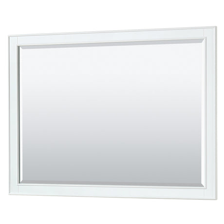 Deborah 48 Inch Single Bathroom Vanity in White No Countertop No Sink Matte Black Trim 46 Inch Mirror