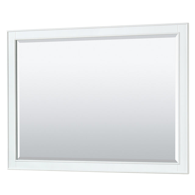 Deborah 48 Inch Single Bathroom Vanity in White White Cultured Marble Countertop Undermount Square Sink Brushed Gold Trim 46 Inch Mirror