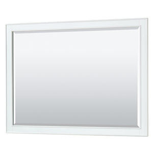Deborah 48 Inch Single Bathroom Vanity in White Carrara Cultured Marble Countertop Undermount Square Sink Matte Black Trim 46 Inch Mirror