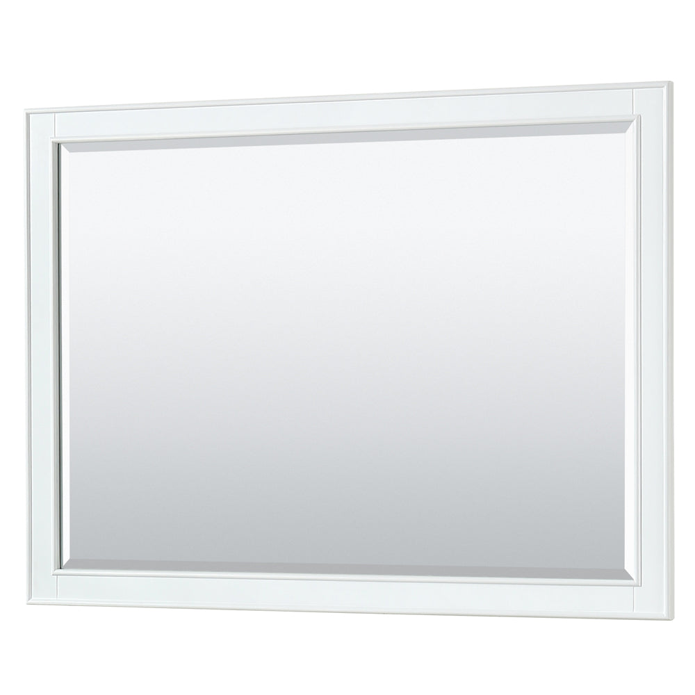 Deborah 48 Inch Single Bathroom Vanity in White White Cultured Marble Countertop Undermount Square Sink Matte Black Trim 46 Inch Mirror