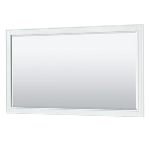 Deborah 60 Inch Double Bathroom Vanity in White White Carrara Marble Countertop Undermount Square Sinks and 58 Inch Mirror