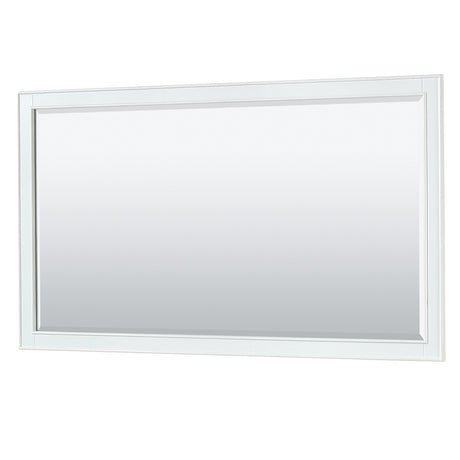 Deborah 60 Inch Single Bathroom Vanity in White No Countertop No Sink Brushed Gold Trim 58 Inch Mirror
