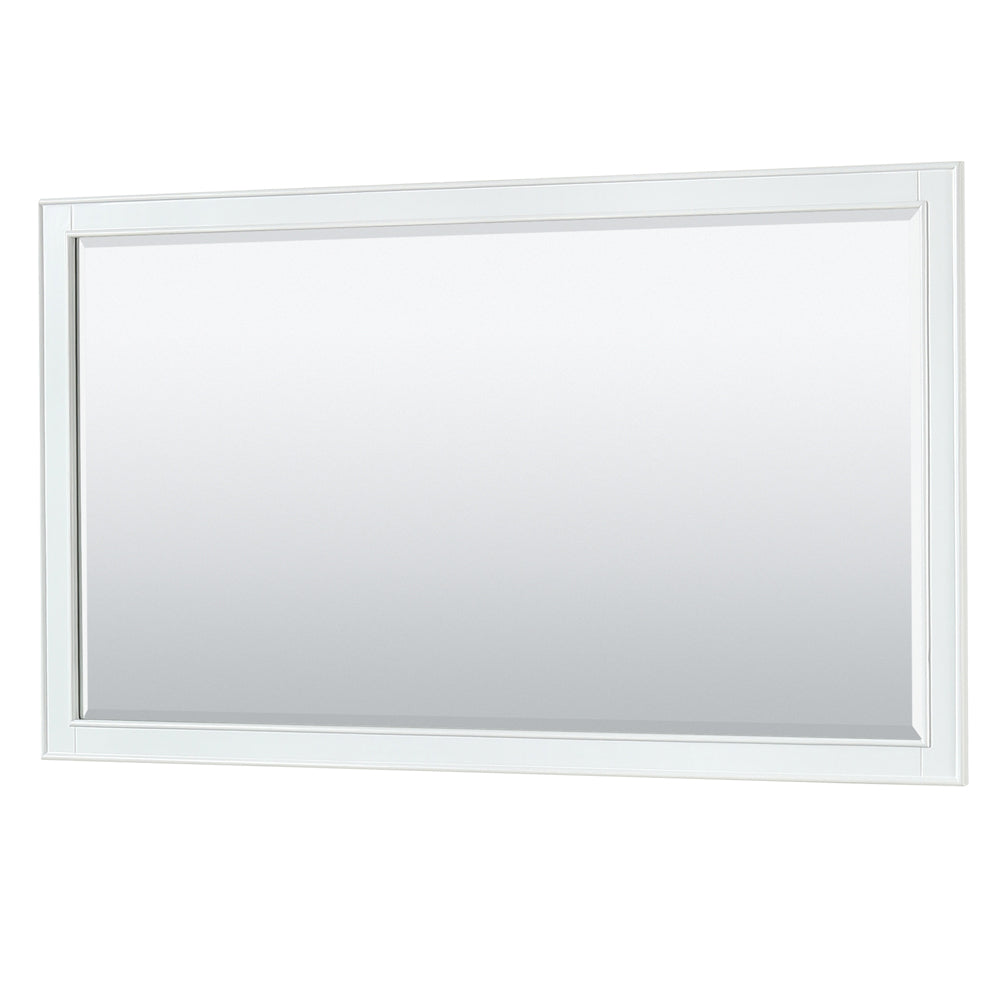 Deborah 60 Inch Double Bathroom Vanity in White White Carrara Marble Countertop Undermount Square Sinks Matte Black Trim 58 Inch Mirror