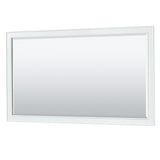 Deborah 60 Inch Double Bathroom Vanity in White No Countertop No Sinks Brushed Gold Trim 58 Inch Mirror